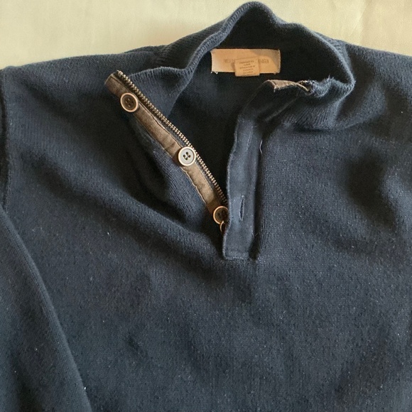 Frederick Anderson Copenhagen 1/4 Zip Navy Cotton Sweater L Mock‎ Neck Preppy - Picture 2 of 9